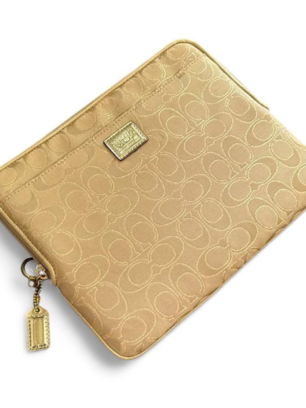 Coach Poppy Tan & Gold Canvas iPad Case